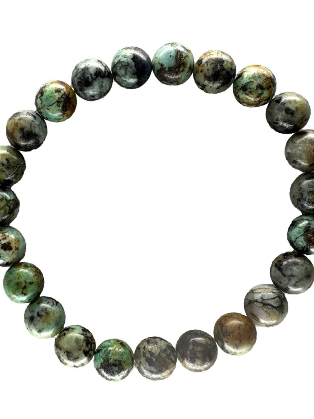 Natural African Turquoise 8mmx 23 Bead Stretch Bracelet 6.9" 2.12g